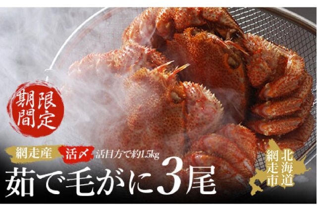 ふるさと納税 「【先行予約】流氷海明け活〆茹で毛がに3尾セット【2026