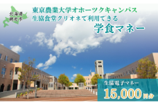 東京農業大学オホーツクキャンパス生協食堂で利用できる「学食マネー」 15,000円分 ABBF004