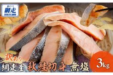 【先行予約】網走産【訳あり】秋鮭切身 無塩 3kg（2025年10月以降発送） ABBI001