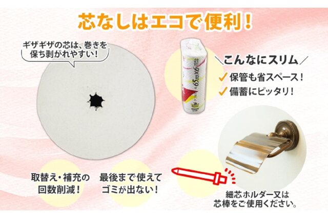 ふるさと納税 「コアレス トイレットペーパー ダブル 65m 60ロール 芯