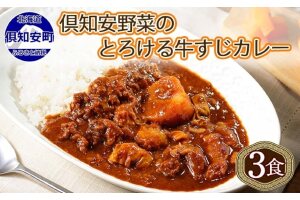倶知安 牛すじカレー 北海道 計3個 中辛 レトルト食品 加工品 牛すじ 牛肉 5746-0482