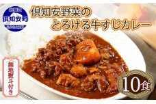 無地熨斗 倶知安 牛すじカレー 中辛 計10個 北海道 レトルト食品 牛すじ　5746-1020