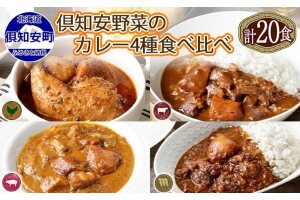 北海道 倶知安 カレー 4種 食べ比べ 各5個 計20個 中辛 スープカレー 5746-1104
