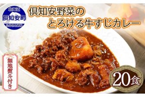 無地熨斗 北海道 倶知安 牛すじカレー 200g 20個  中辛 レトルト食品 5746-1111