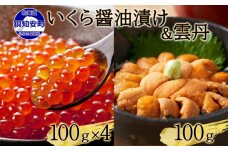 予約受付 北海道産 いくら醤油漬け 100g×4 雲丹 100g セット 小分け　57461448