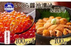 無地熨斗 予約受付 北海道産 いくら醤油漬け 100g×4 雲丹 100g 小分け　57461455