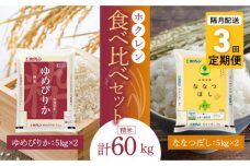 食べ比べセット（ゆめぴりか、ななつぼし）【隔月定期便3回】5kg×各2袋_Y010-0604