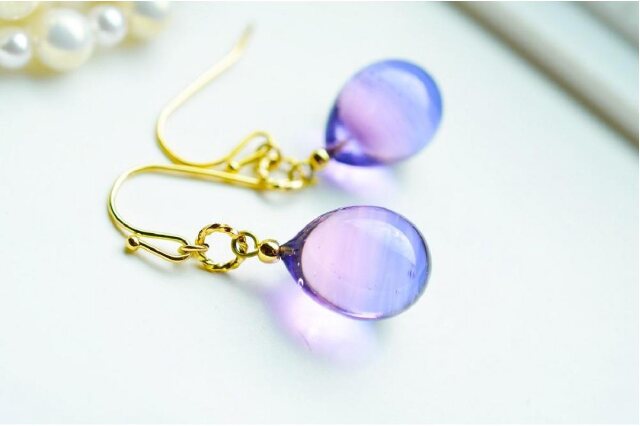 ふるさと納税 「【Soukore】ガラス・トワイライトカラーピアス