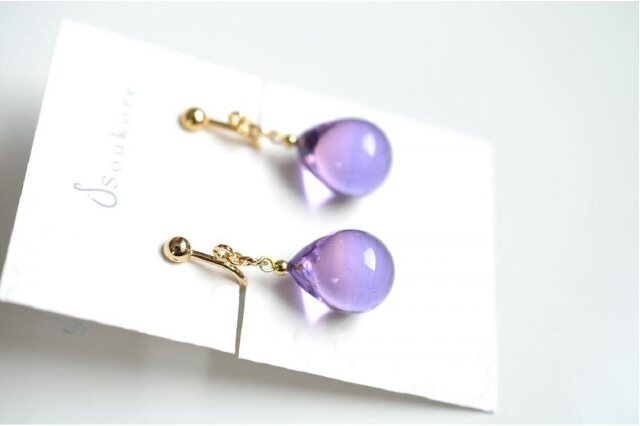 ふるさと納税 「【Soukore】ガラス・トワイライトカラーイヤリング