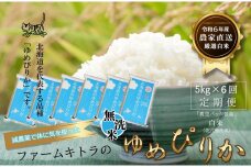 【定期便】【減農薬で体に気を使った】令和6年産　ゆめぴりか無洗米5kg×6回