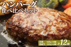 大畠精肉店のハンバーグ食べ比べセット 計12個【1301503】