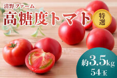 《先行受付》【特選】 清野ファームの高糖度トマト 54玉（約3.5kg）【1800202】