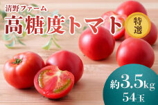 《先行受付》【特選】 清野ファームの高糖度トマト 54玉（約3.5kg）【18002】