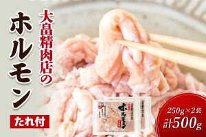 大畠精肉店のホルモン（特製タレ付き）250g×2袋（計500g）【13025】