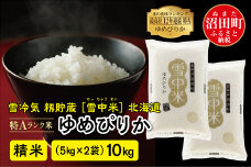 【新米予約】令和7年産 特Aランク米 ゆめぴりか精米10kg（5kg×2袋）雪冷気 籾貯蔵 雪中米