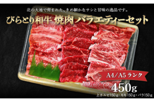 【A4/A5ランク黒毛和牛】びらとり和牛焼肉バラエティーセット450ｇ BRTB022