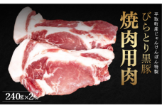 【平取町産じゃんけんぽん特製】びらとり黒豚焼肉用肉120ｇ×2枚×2セット BRTF006