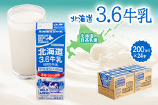 北海道日高乳業 北海道3.6牛乳 200ml×24 BRTR001