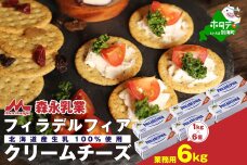 【森永乳業】業務用！フィラデルフィア　クリームチーズ　６ｋｇ （１ｋｇ×６箱） KRAFT