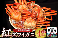 男鹿沖産紅ズワイガニ 600g 前後×4杯 男鹿なび 蟹 カニ 国産 秋田 ずわい蟹 …|10063