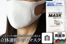 クールマックス使用の洗ってくりかえし使える立体速乾ニットマスク（白）日本製 洗える 吸汗|10252