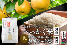 《令和7年産 新米受付》べっかく米 あきたこまち（上白米）3kgと梨 約5kgのセット…|10973