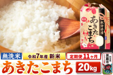 《定期便11ヶ月》令和7年産 新米 【無洗米】 あきたこまち 20kg（5kg×4袋）|10608