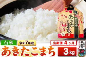 《定期便4ヶ月》令和7年産【白米】秋田県産 あきたこまち 3kg 秋田県 男鹿市 こま…|10396