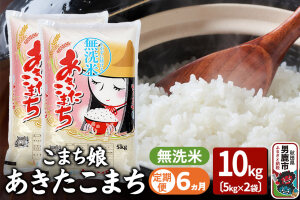 《定期便6ヶ月》『こまち娘』あきたこまち 無洗米 10kg（5kg×2袋）|10023