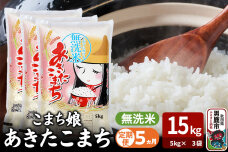 令和7年産《定期便5ヶ月》『こまち娘』あきたこまち 無洗米 15kg（5kg×3袋）吉…|11061