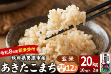 【定期便12ヶ月】 あきたこまち ＜令和8年産 新米受付＞ 玄米 20kg（10kg×…|11612