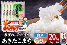令和8年産新米《定期便9ヶ月》『米屋のこだわり米』あきたこまち 白米 20kg（5kg…|11032