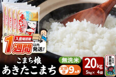 令和8年産新米《定期便9ヶ月》『こまち娘』あきたこまち 無洗米 20kg（5kg×4袋…|11072
