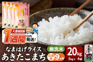 令和8年産新米《定期便9ヶ月》『なまはげライス』あきたこまち 無洗米 20kg（5kg…|11216