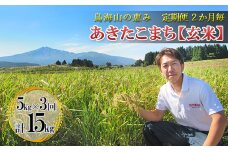 新米 米 お米 【定期便】2ヶ月ごとに5kg×3回 鳥海山の恵み 農家直送！ あきたこまち（玄米・隔