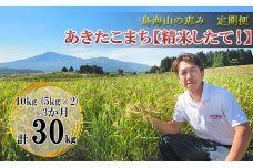 【定期便】10kg（5kg×2袋）×3ヶ月 鳥海山の恵み 農家直送！ あきたこまち［精米 したて！］