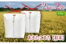 秋田県産 あきたこまち 精米 4kg（2kg×2袋）神宿る里の米「ひの米」（お米 小分け）