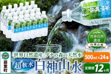 【定期便12ヶ月】白神山水（500ml×24本） 水 ミネラルウォーター