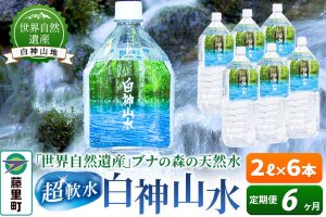 【定期便6ヶ月】白神山水（2L×6本） 水 ミネラルウォーター|10113