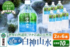 【定期便10ヶ月】白神山水（2L×6本） 水 ミネラルウォーター