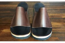 レザーサンダル（ブラウン×ブラック）サイズ6（24～24.5cm）【キャッスルファイブレザーアート】
