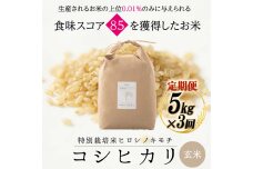【先行予約3回定期】特別栽培米コシヒカリ ヒロシノキモチ 玄米 5kg 計15kg F6T-819
