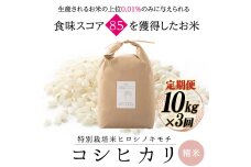 【3回定期】特別栽培米コシヒカリ ヒロシノキモチ 精米 10kg 計30kg F6T-927