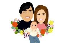 デジタル似顔絵アイコン（３人胸から上）