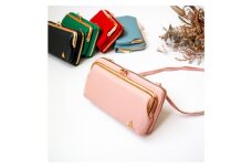 【ピンク】スマホショルダー お財布ショルダー がま口 がま口財布 スマホポーチ スマホポシェット