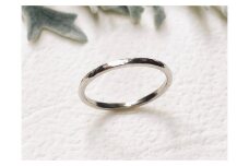プラチナ 丸つち目 厚リング（ハンドメイド）【サイズ：15号】