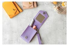 【パープル】毎日の“ときめき”を仕込めるリップケース　キーホルダーストラップ【ミラー付き・3本入る】