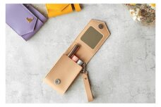 【ベージュ】毎日の“ときめき”を仕込めるリップケース　キーホルダーストラップ【ミラー付き・3本入る】