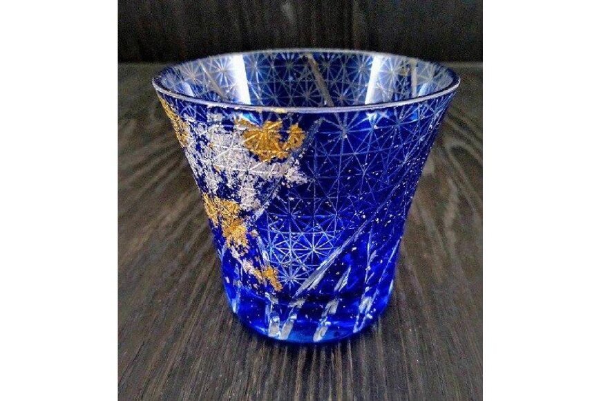 箔舞切子グラス240　ブルー