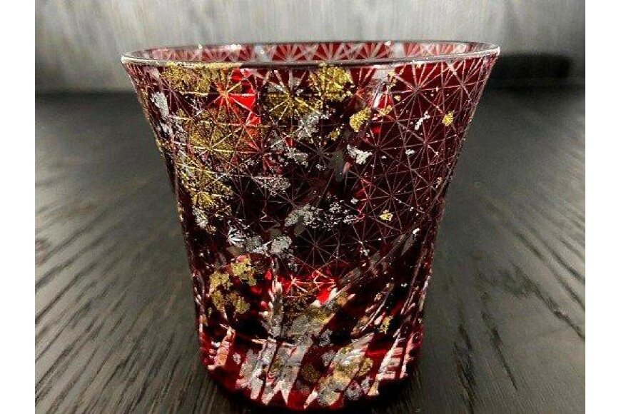 箔舞切子グラス240　レッド